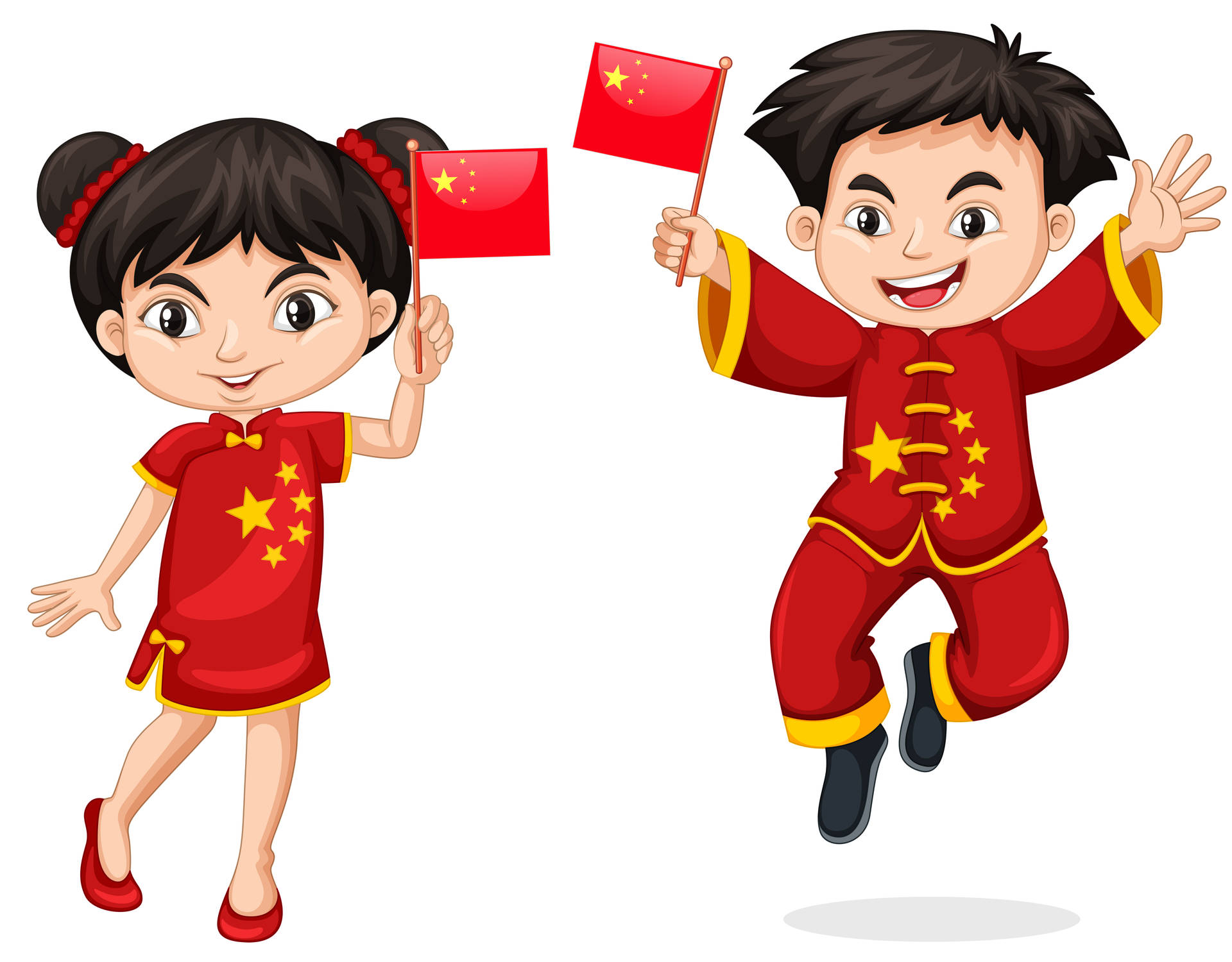 China Flag Cartoons Background
