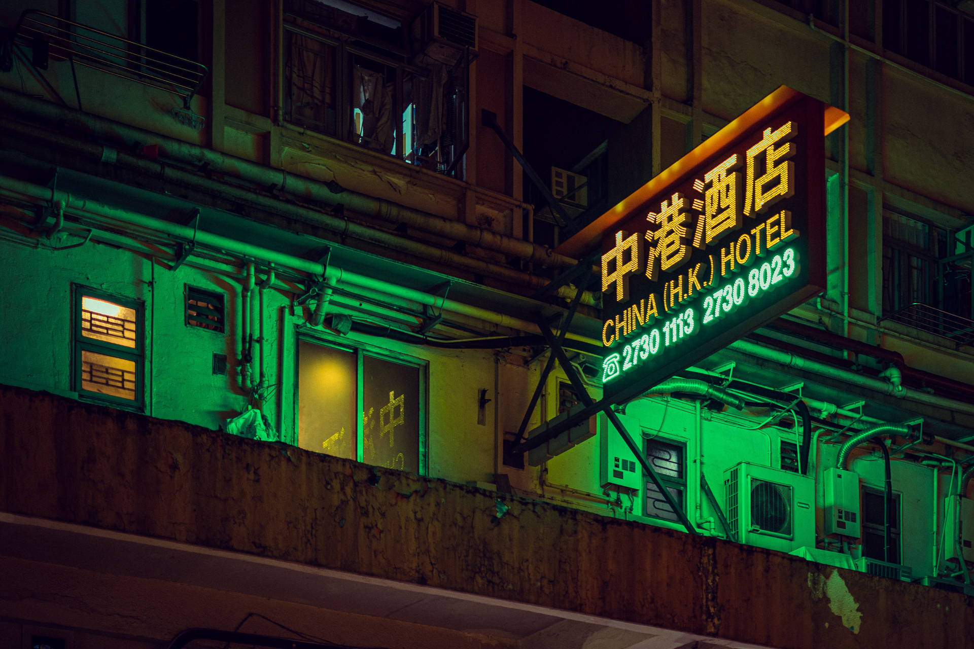 Chinahotel Neon Sign: Letrero De Neón Del Hotel China. Fondo de pantalla