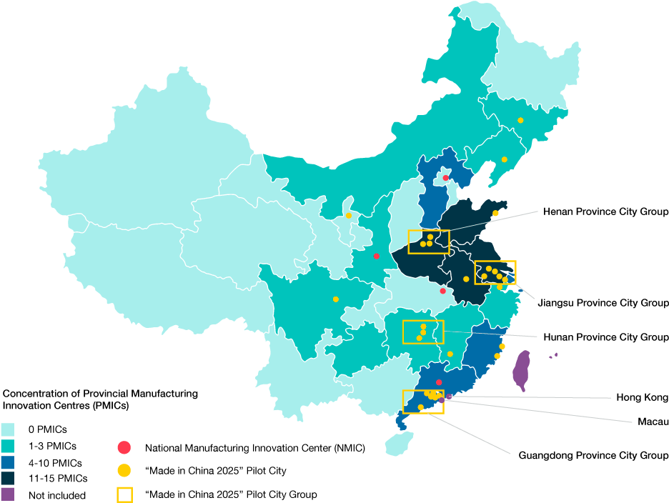China Manufacturing Innovation Centers Map PNG