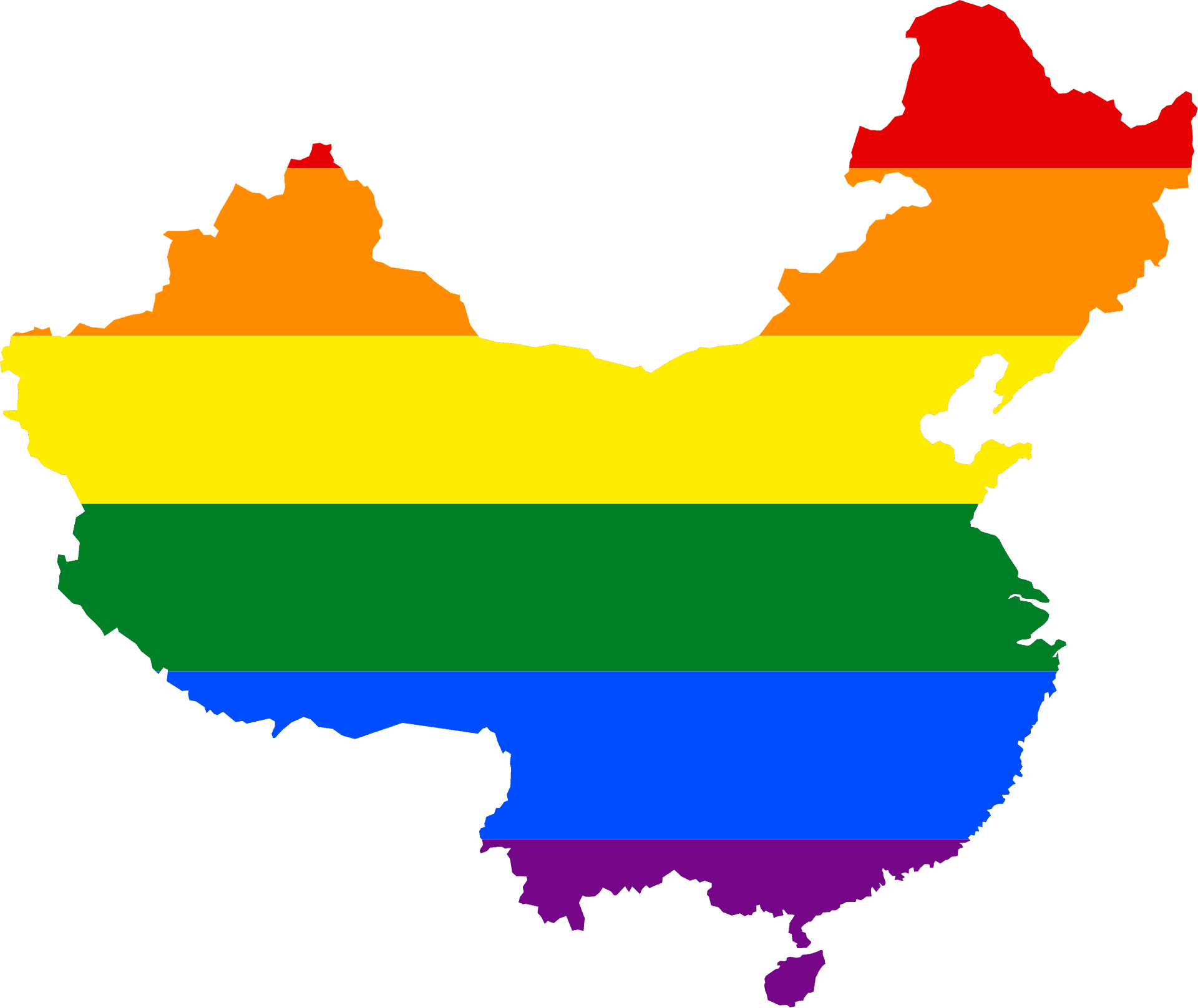 China Map Rainbow Colors PNG