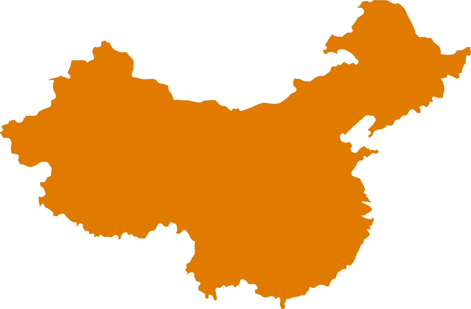China Map Silhouette Orange PNG