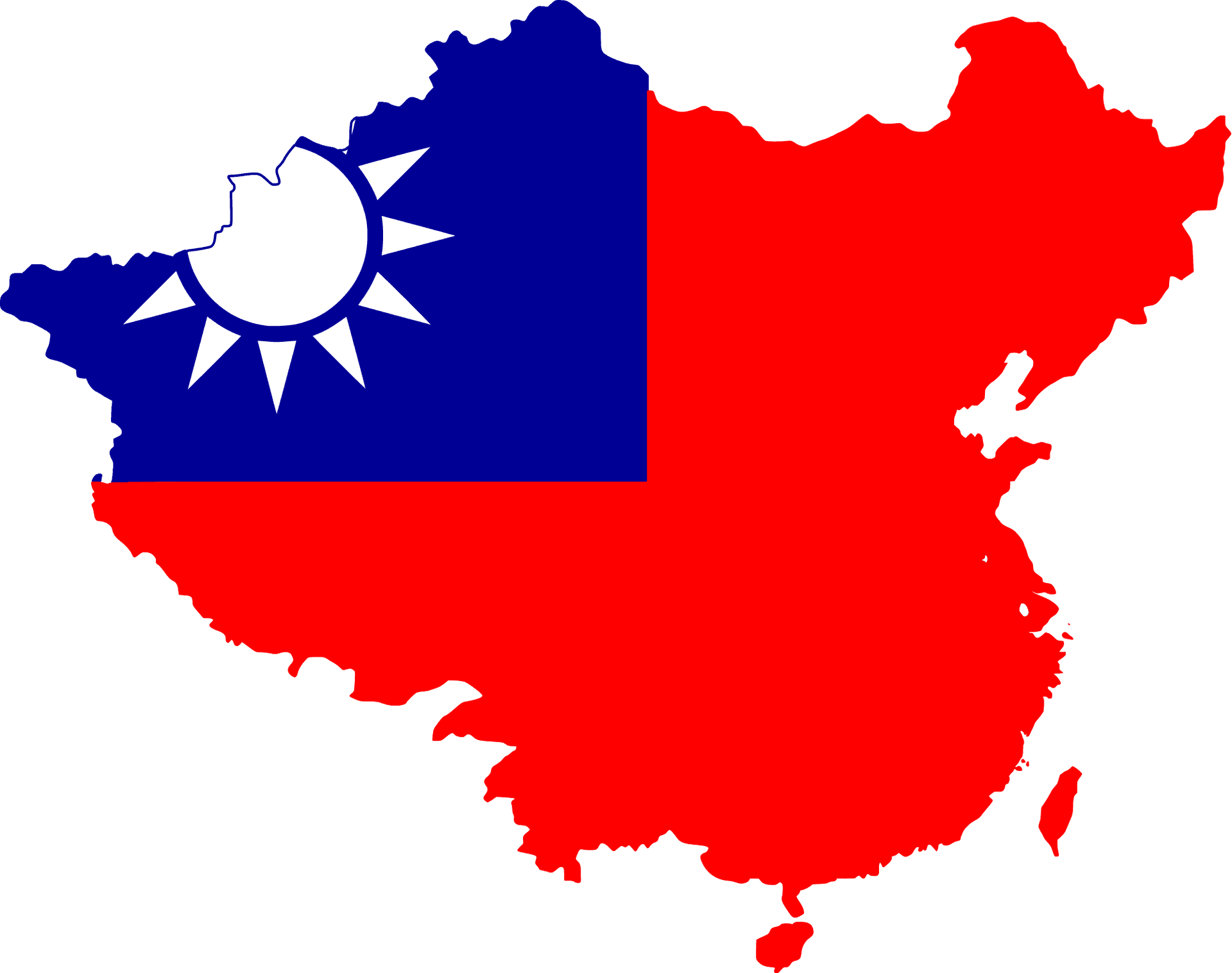 China Taiwan Map Overlay PNG