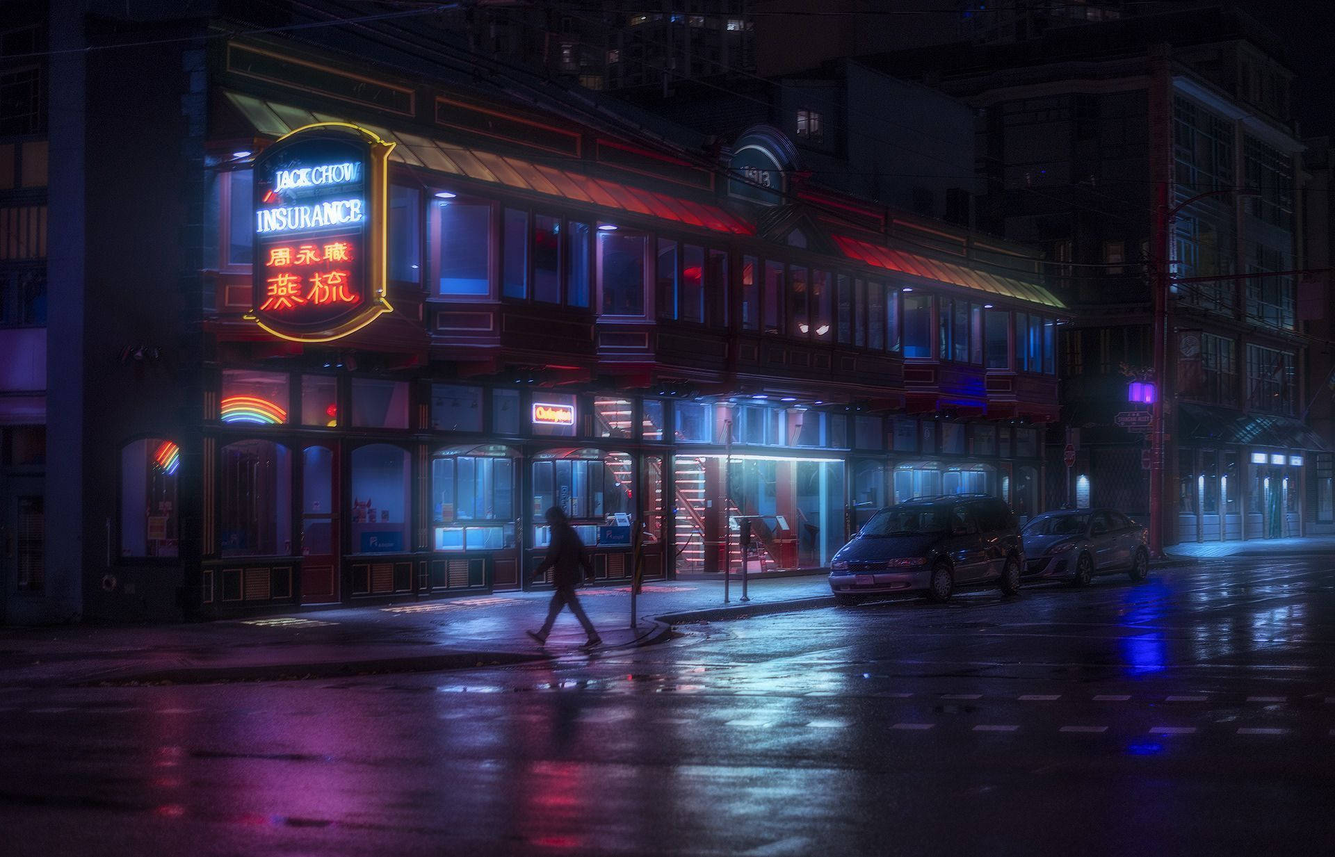 Luci Luminose Di Chinatown Sfondo