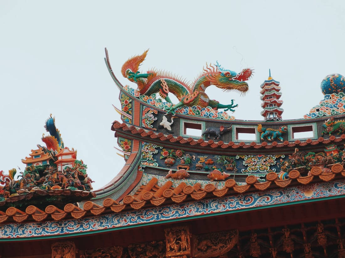 Chinatown Dragon Statue Wallpaper