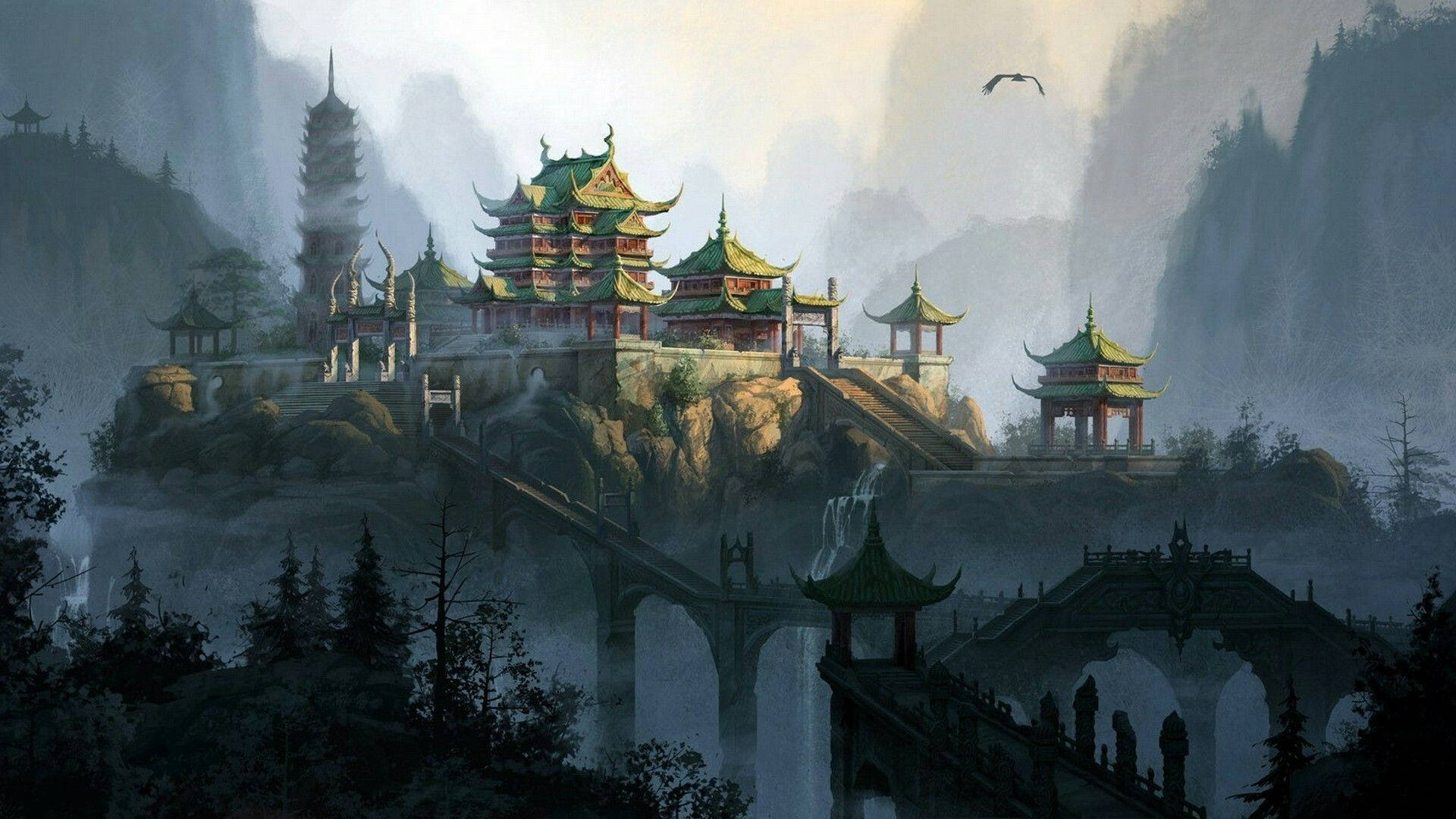 Chinatown Landscape Art Wallpaper