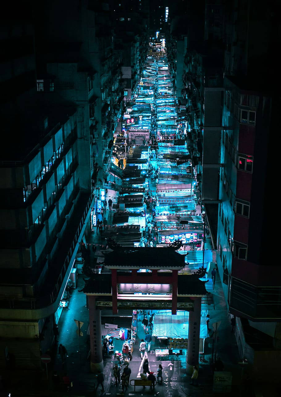 Mercato Notturno Di Chinatown Sfondo