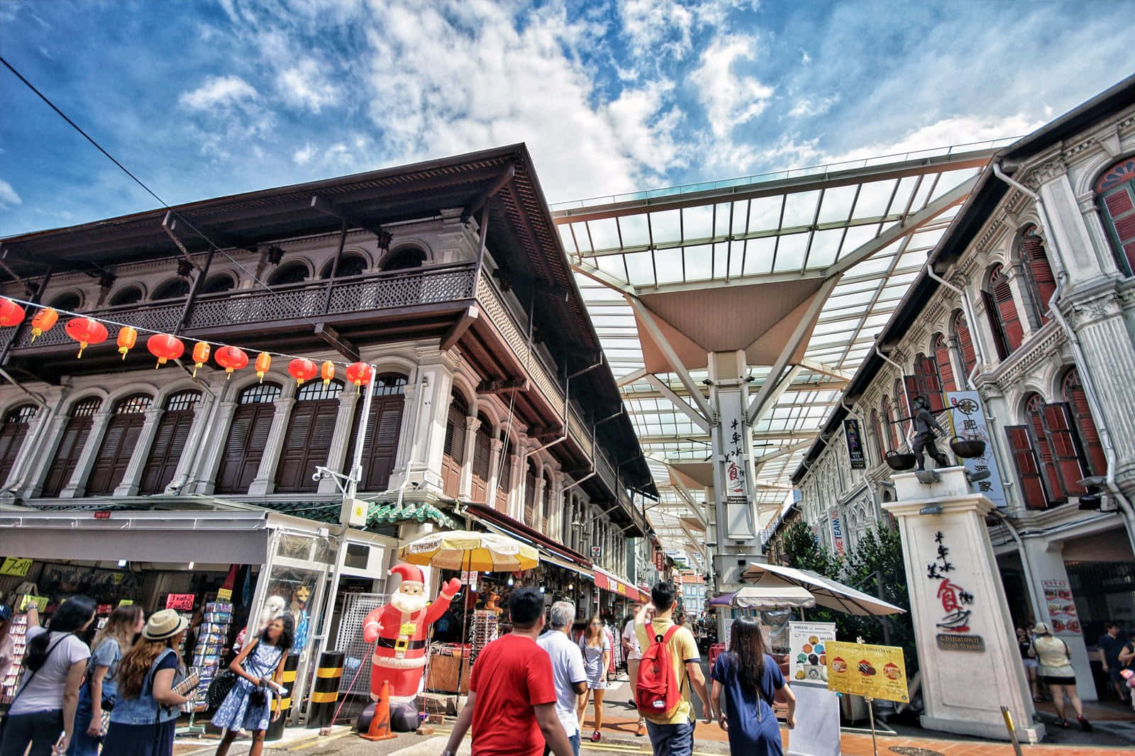 Chinatown_ Singapore_ Bustling_ Street_ View Wallpaper