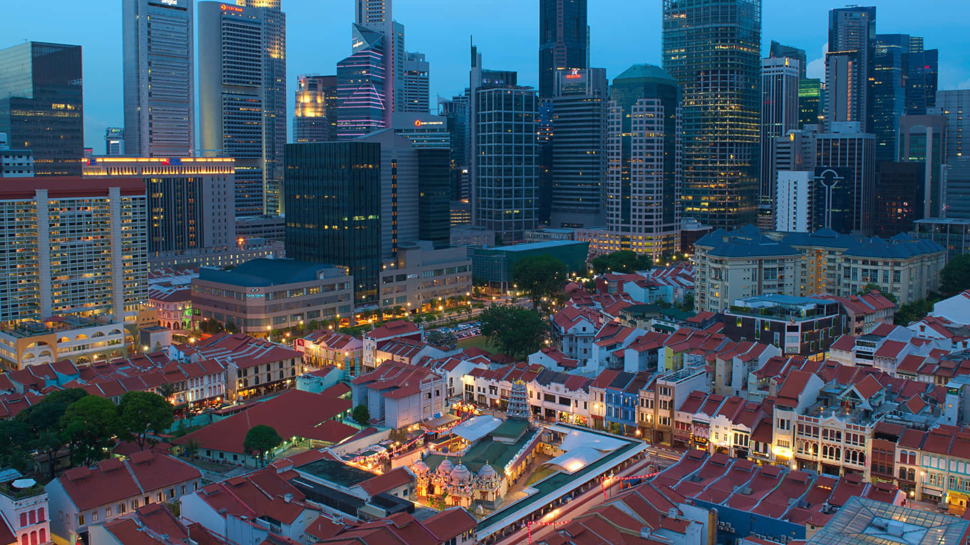 Chinatown Singapore Dusk Skyline Wallpaper