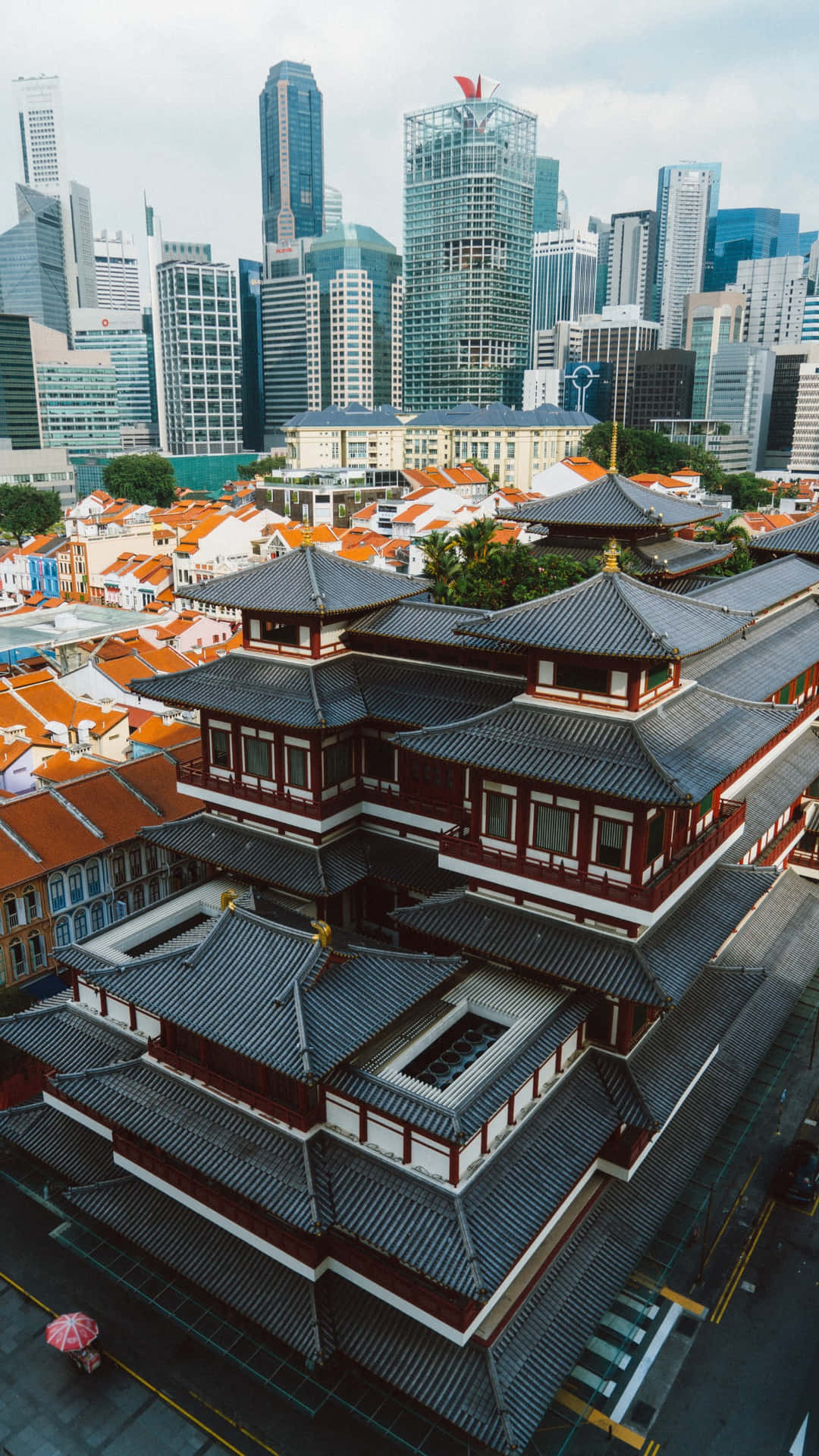 Chinatown Singapore Traditional Vs Modern Architecture Wallpaper