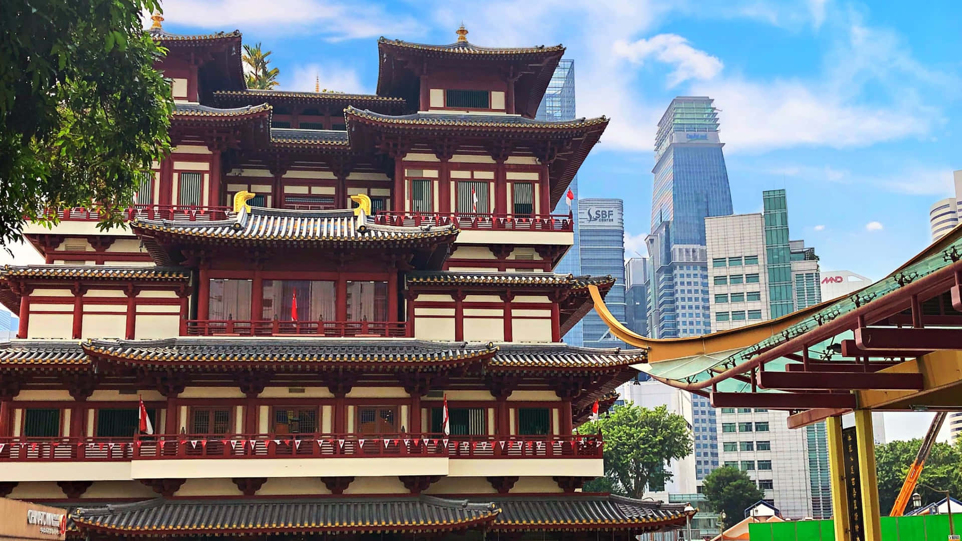 Chinatown Singapore Traditionalvs Modern Architecture Wallpaper