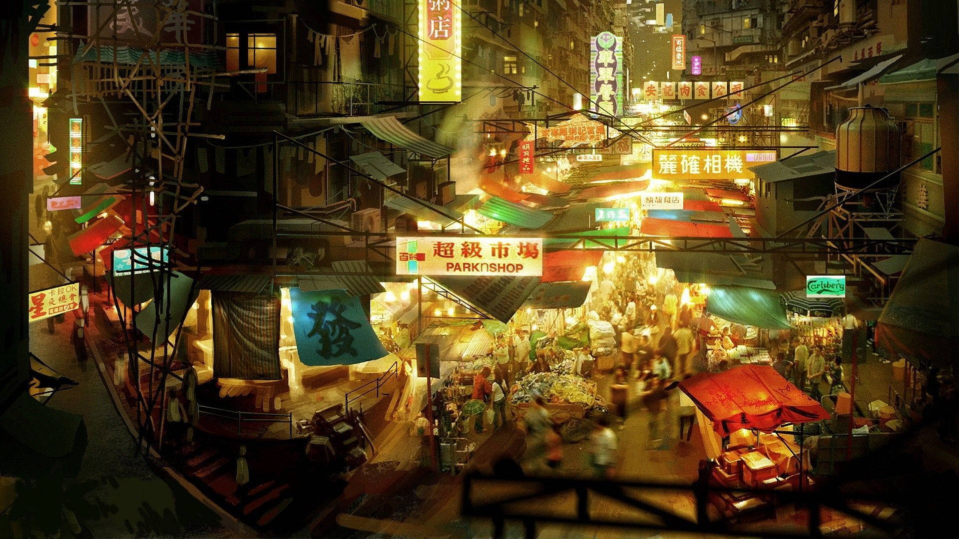 Mercato Di Strada Di Chinatown Sfondo