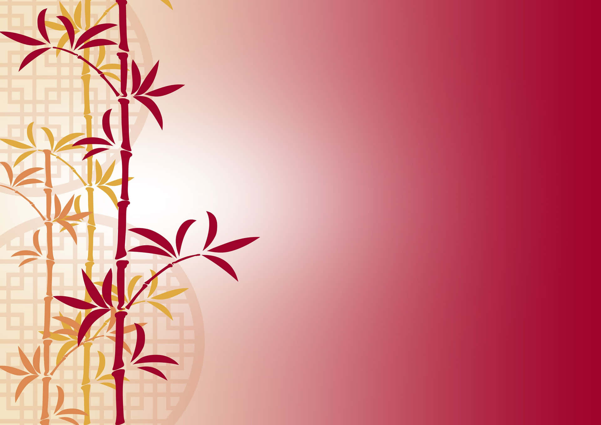 Chinese Bamboo Background With Red And Yellow