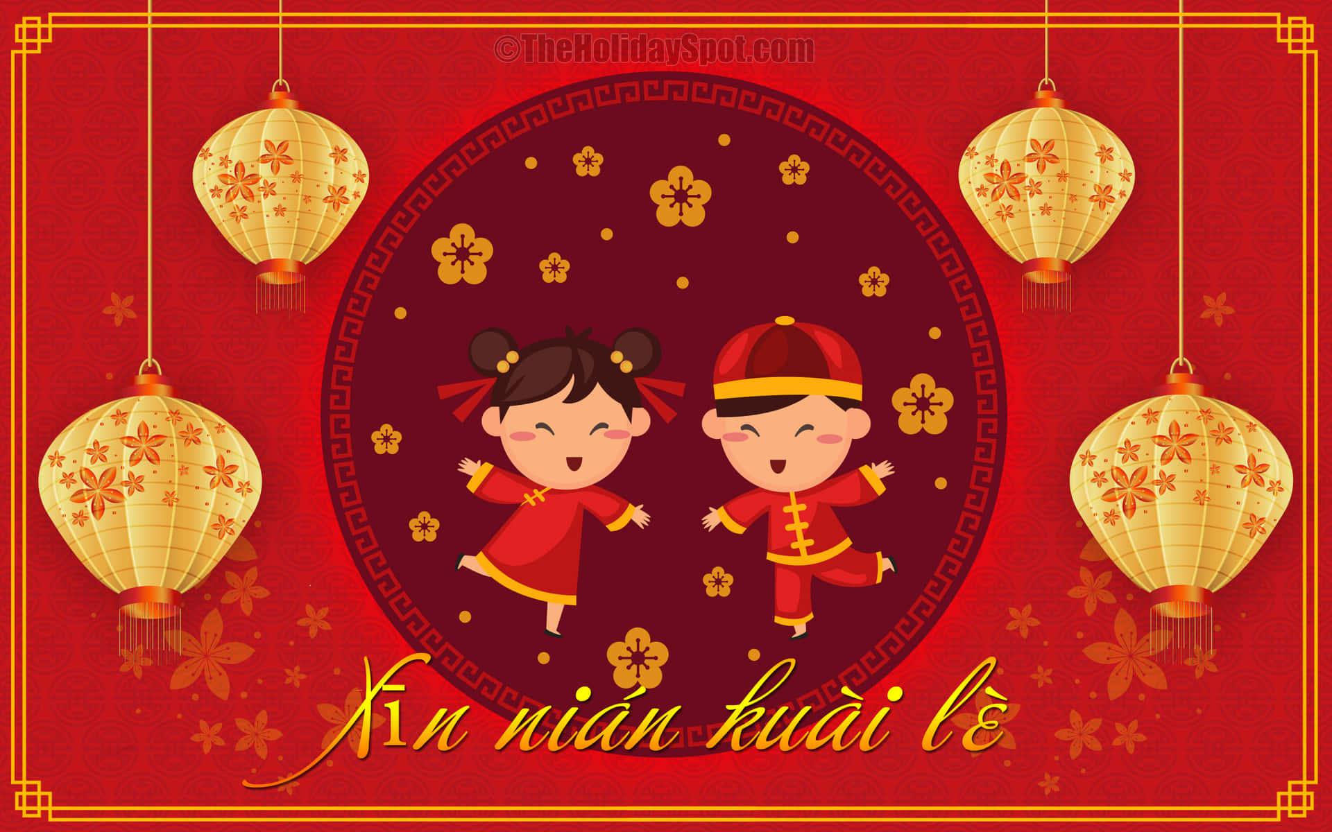 Auguridi Capodanno Cinese Con Due Bambini
