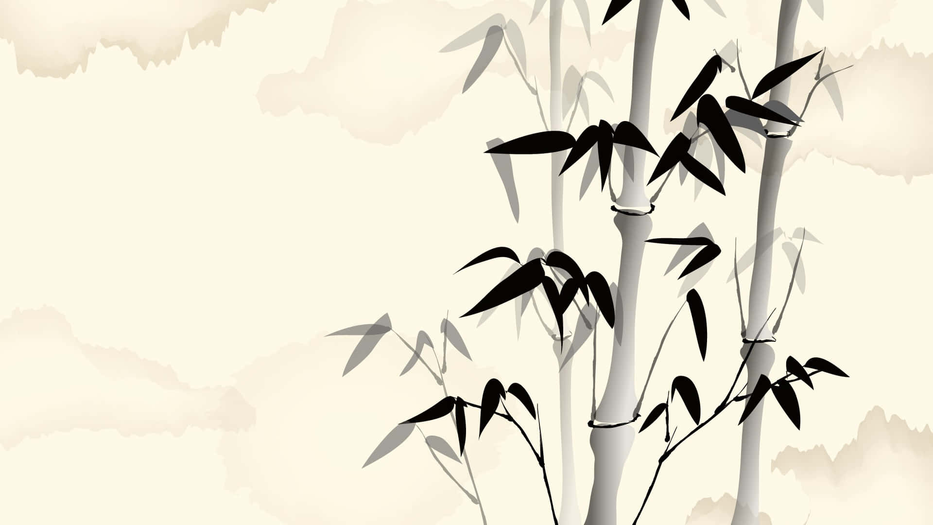 A Black And White Painting Of Bamboo Trees Wallpaper