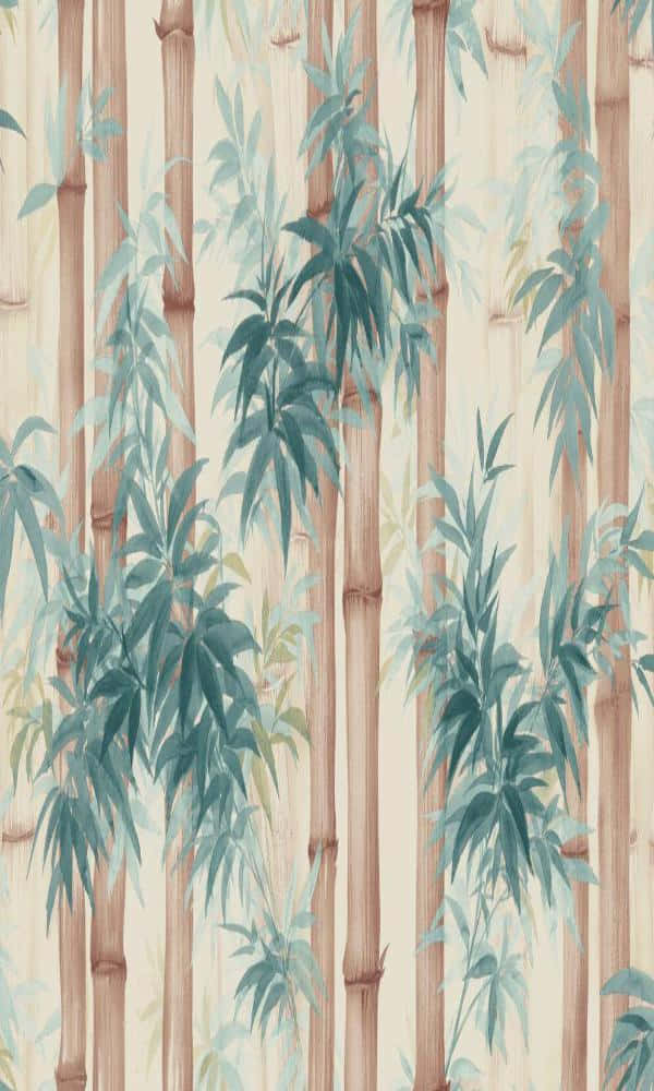 Et tykt lund af grønne kinesiske Bambus stængler, indrammet af en drage Wallpaper