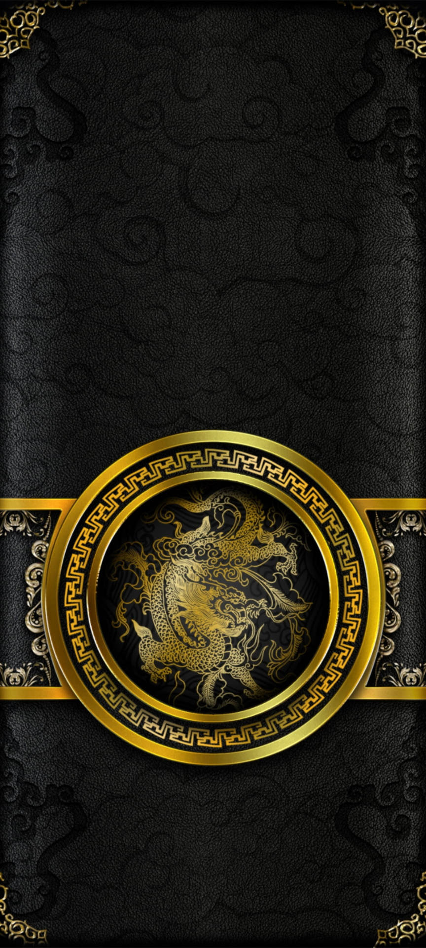 Kinesisk drage sort og guld iPhone 6-7-8 Wallpaper Wallpaper