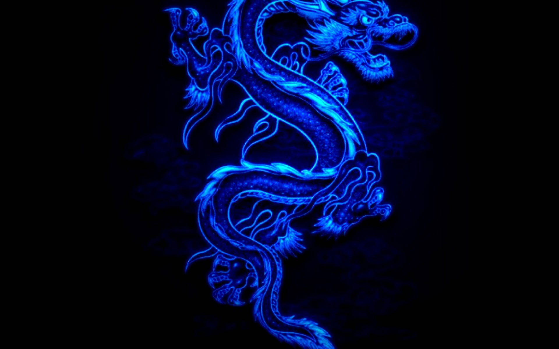 Chinese Dragon Glowing In Blue Color