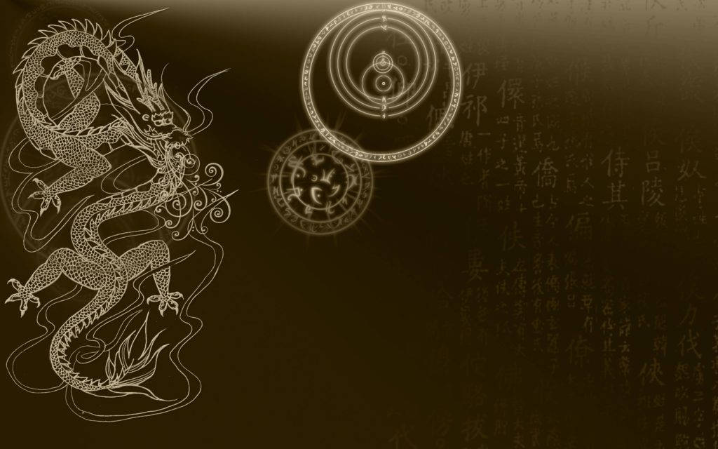 Chinese Dragon On Brown Background Wallpaper