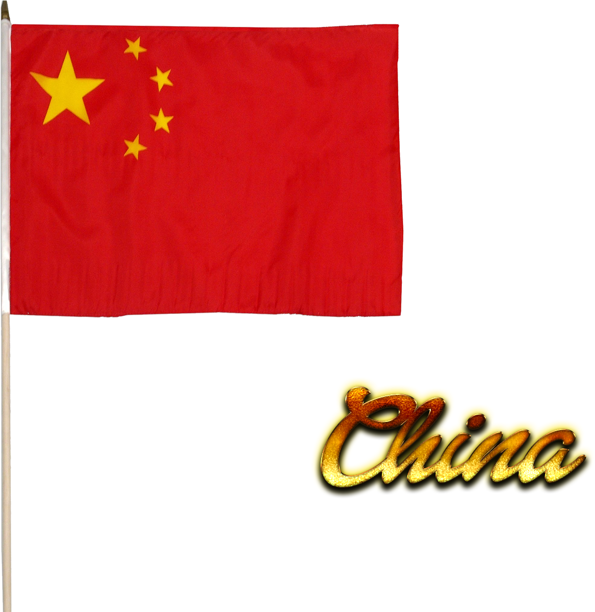 Chinese Flagand Golden Text PNG