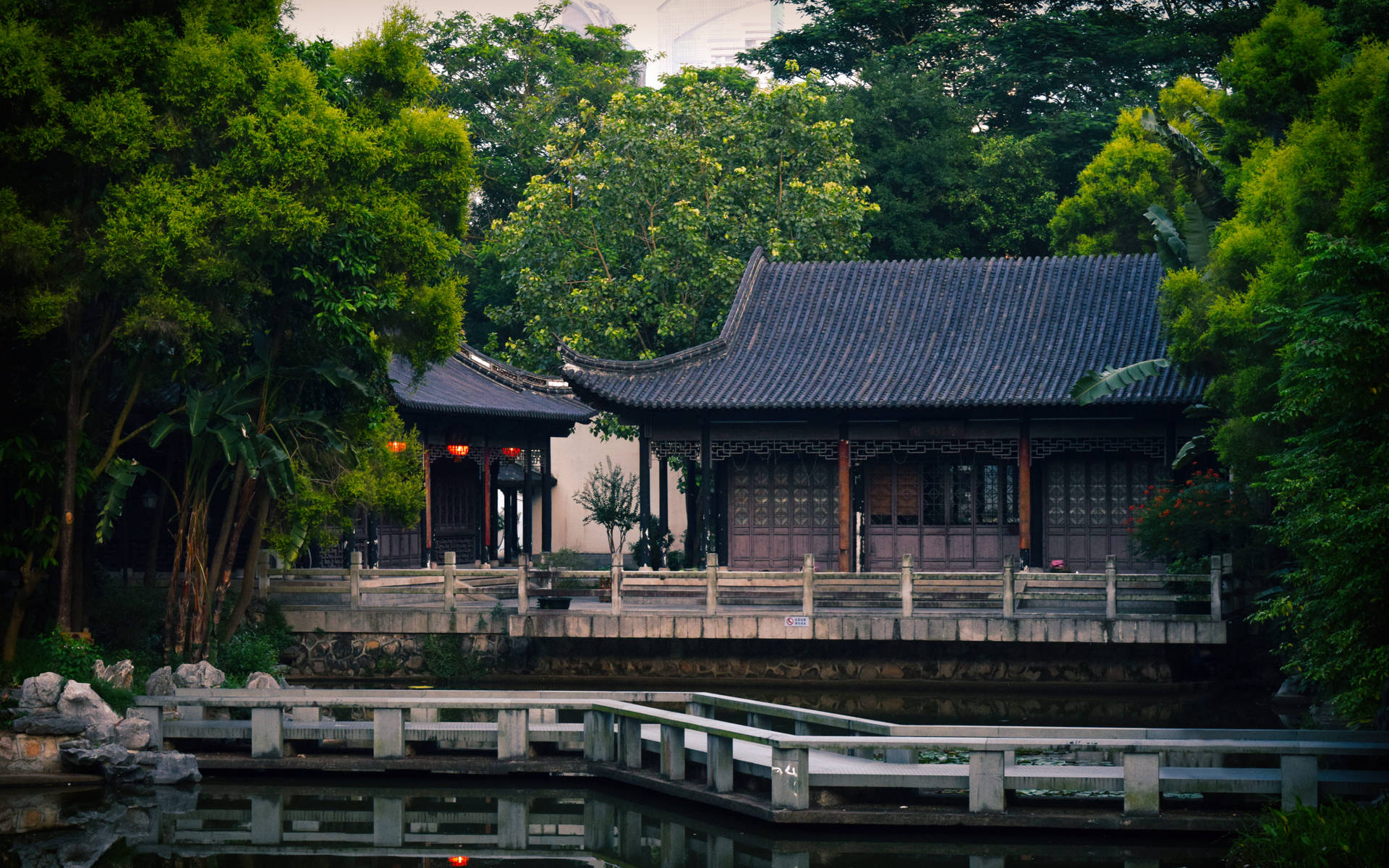 Chinese House With Trees