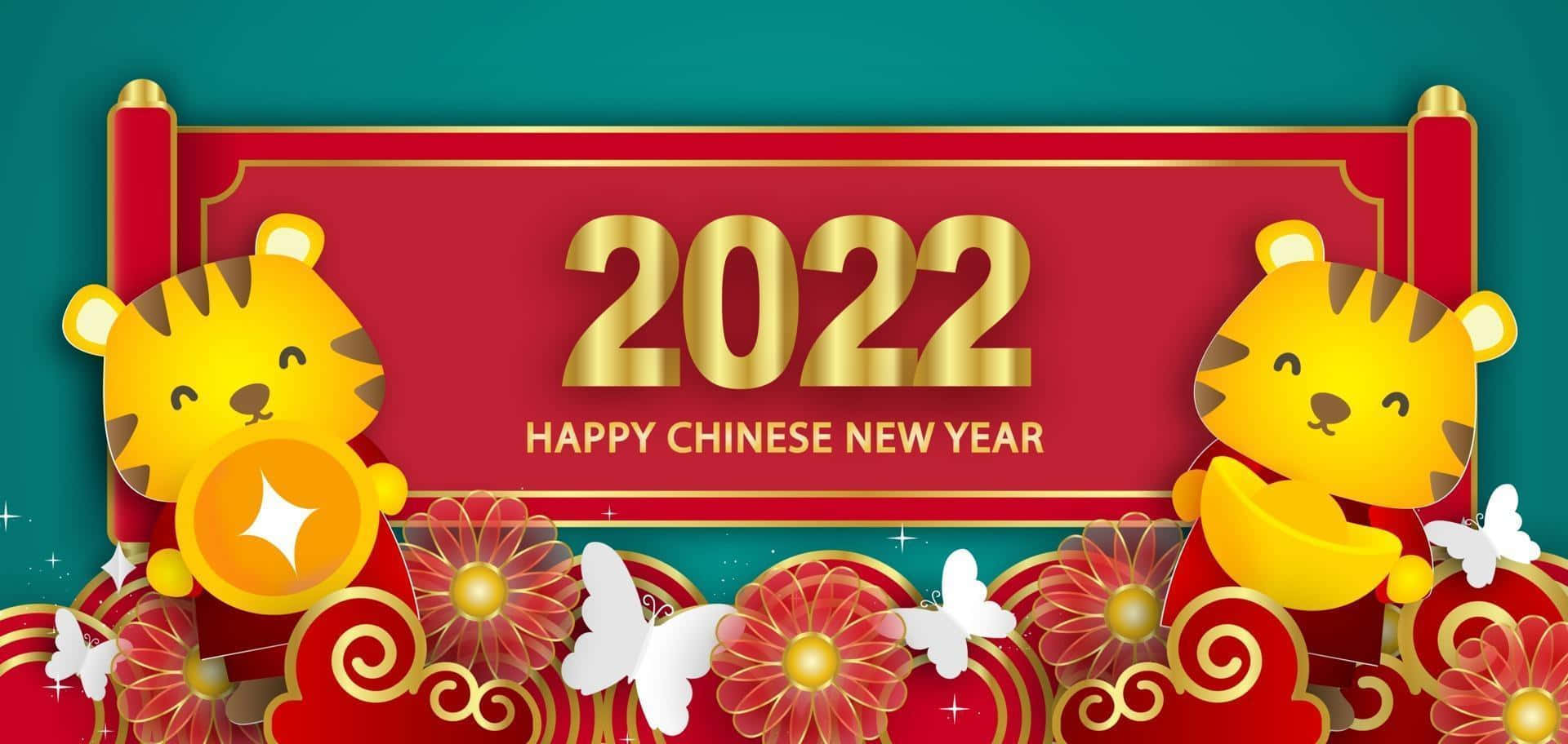 Kinesisk Nytår 2022 Sød Tigerr Dyre Desktop Tapet Wallpaper