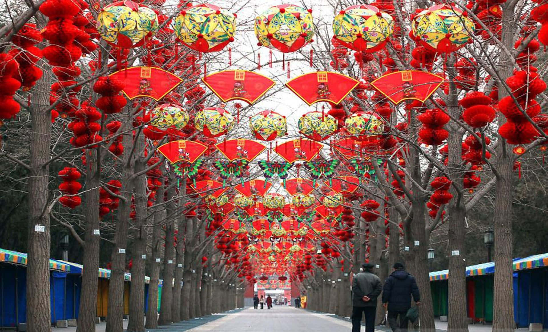 Annonuovo Cinese 2022 Via Innevata Decorata Sfondo