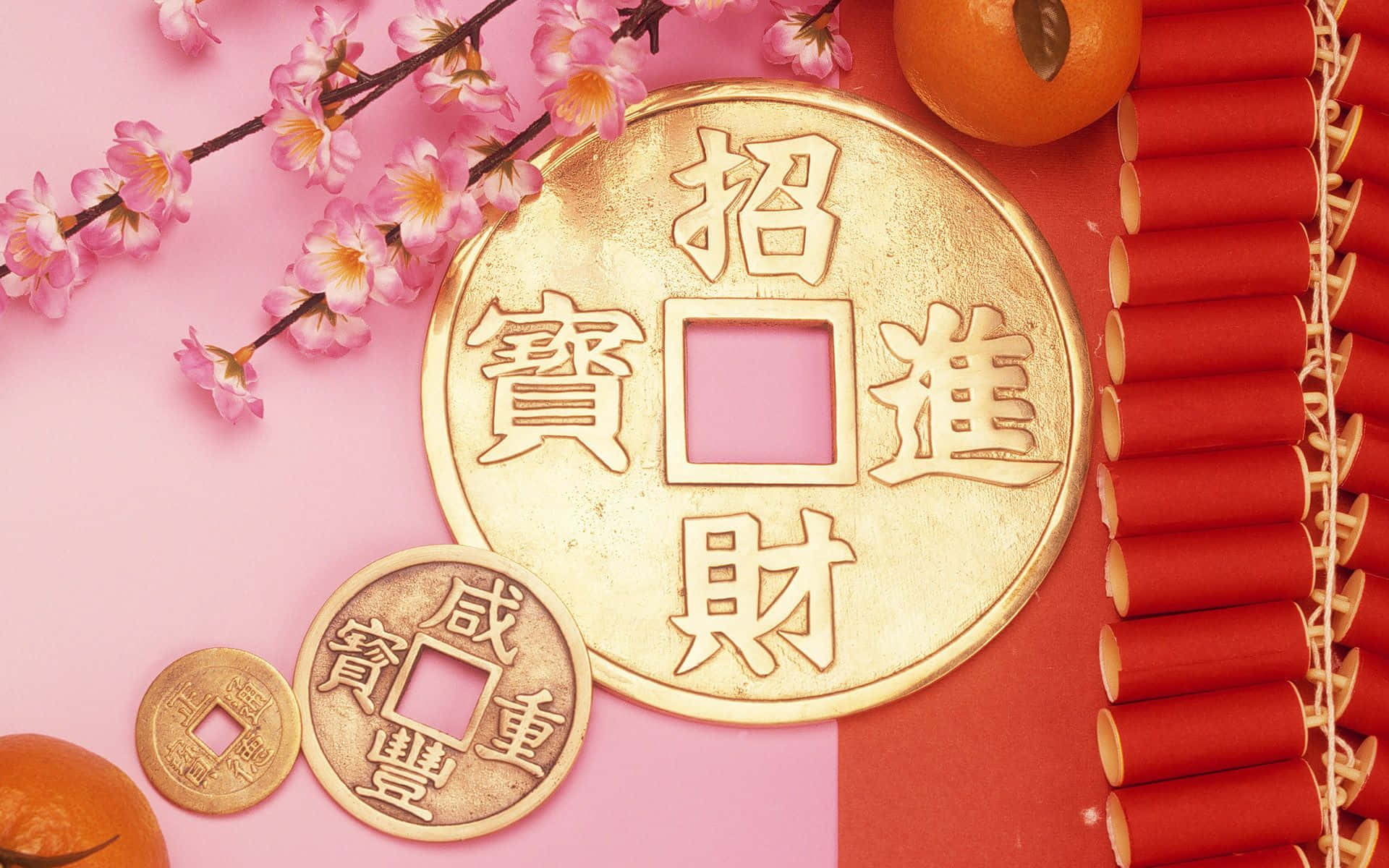 Chinese New Year 2022 Golden Coins Wallpaper