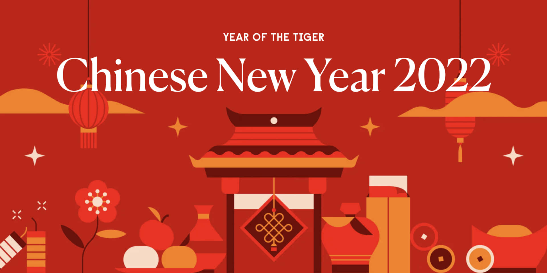 Kinesisk Nytår 2022 I Røde Og Gule Nuancer Wallpaper