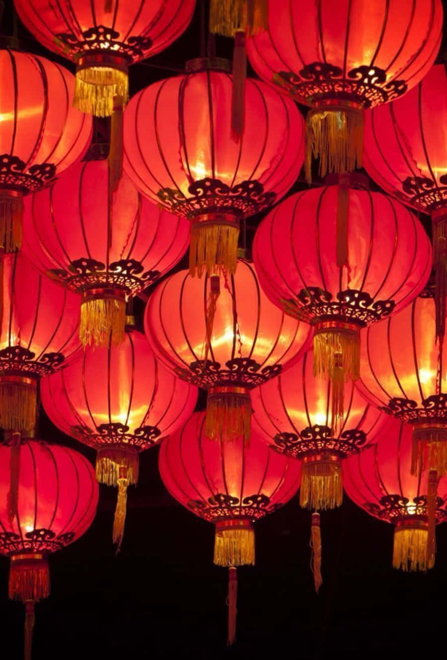 Fundode Tela Do Celular Com Lanterna Do Ano Novo Chinês. Papel de Parede