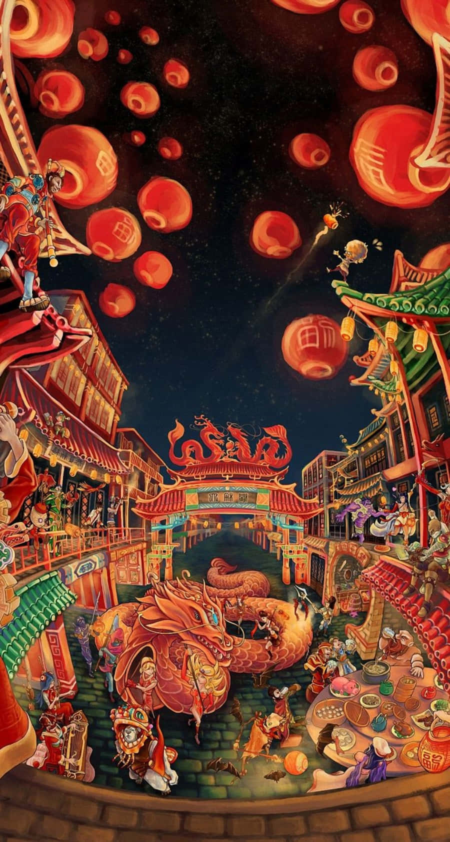 Feieredas Chinesische Neujahr Mobil Mit Dem Iphone. Wallpaper