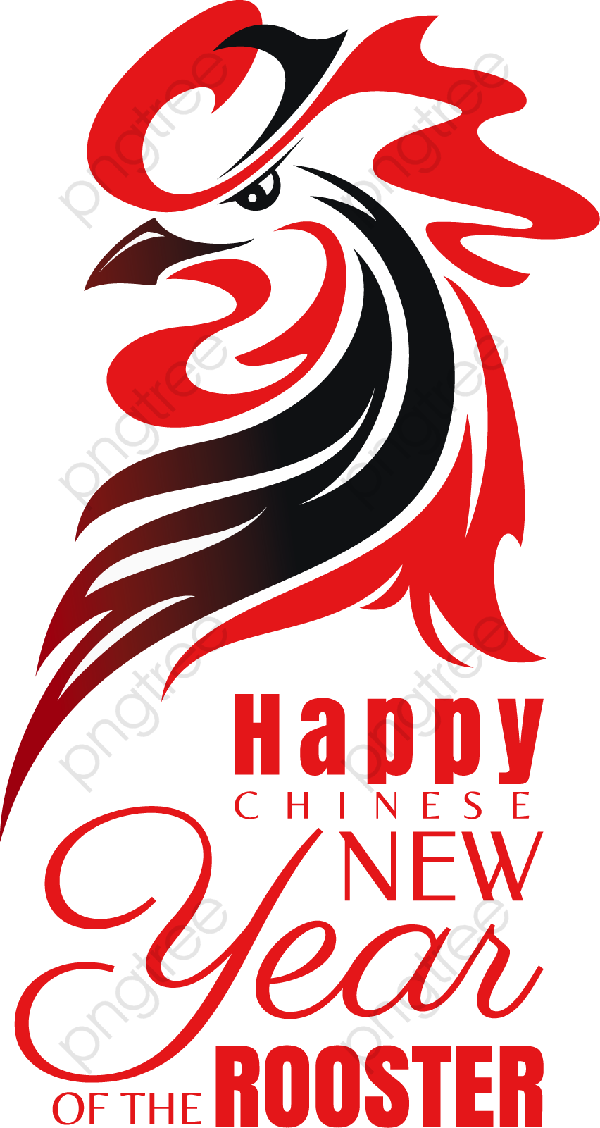 Chinese New Year Rooster Greeting PNG