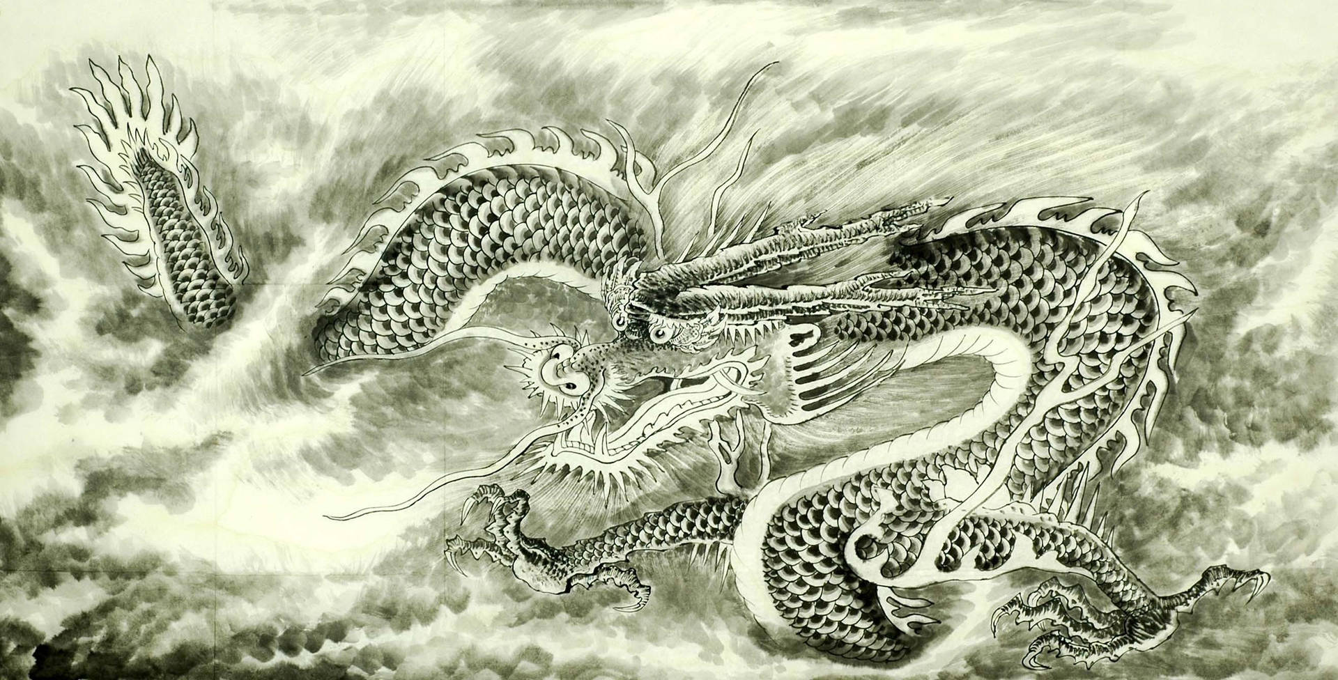 Chinese Painting Eastern Dragon Wallpaper