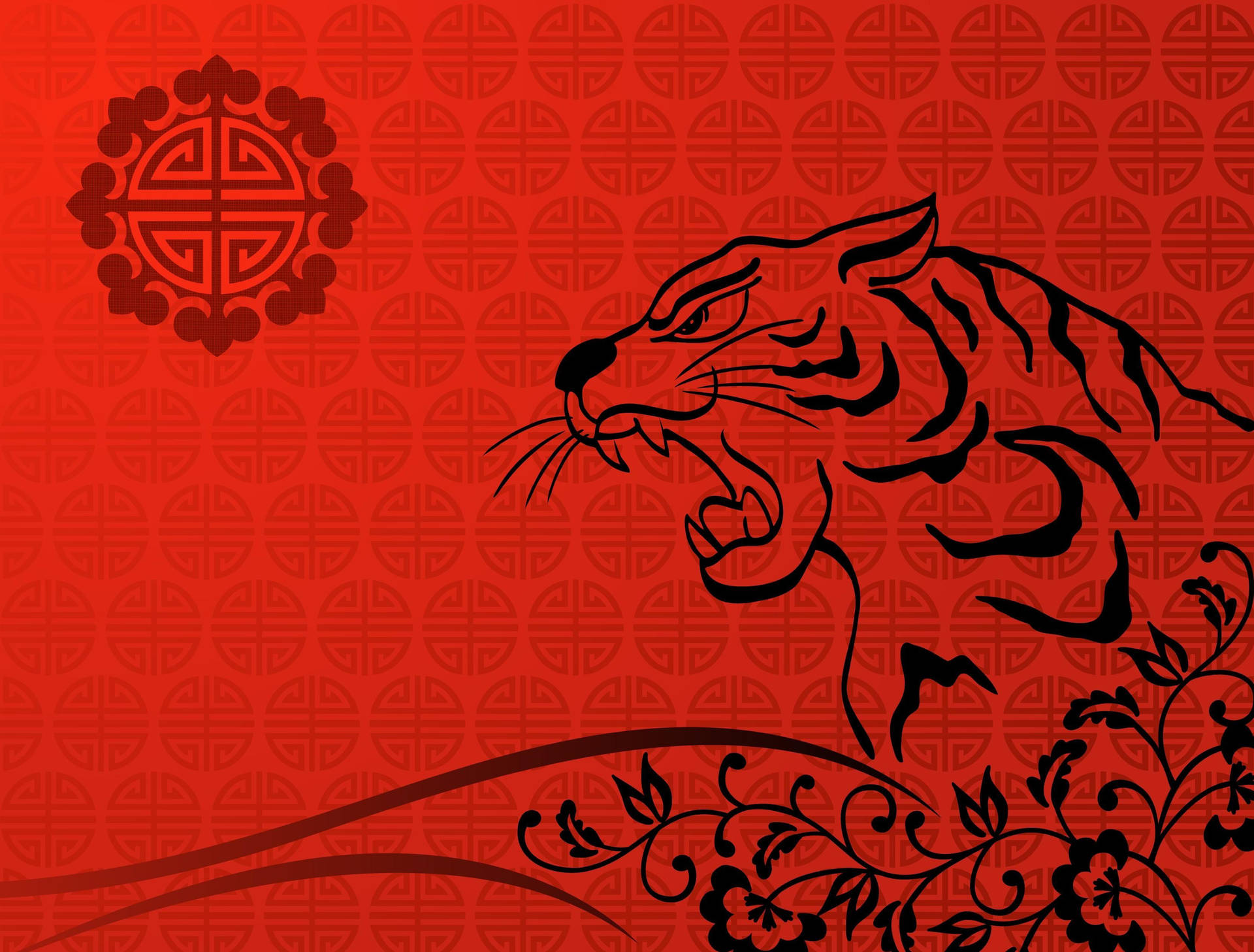 Chinese Red Tiger Art