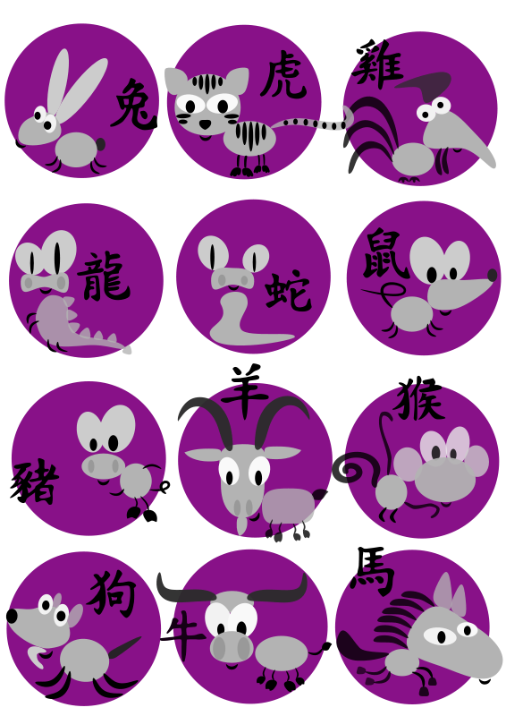 Chinese Zodiac Cartoon Animals PNG
