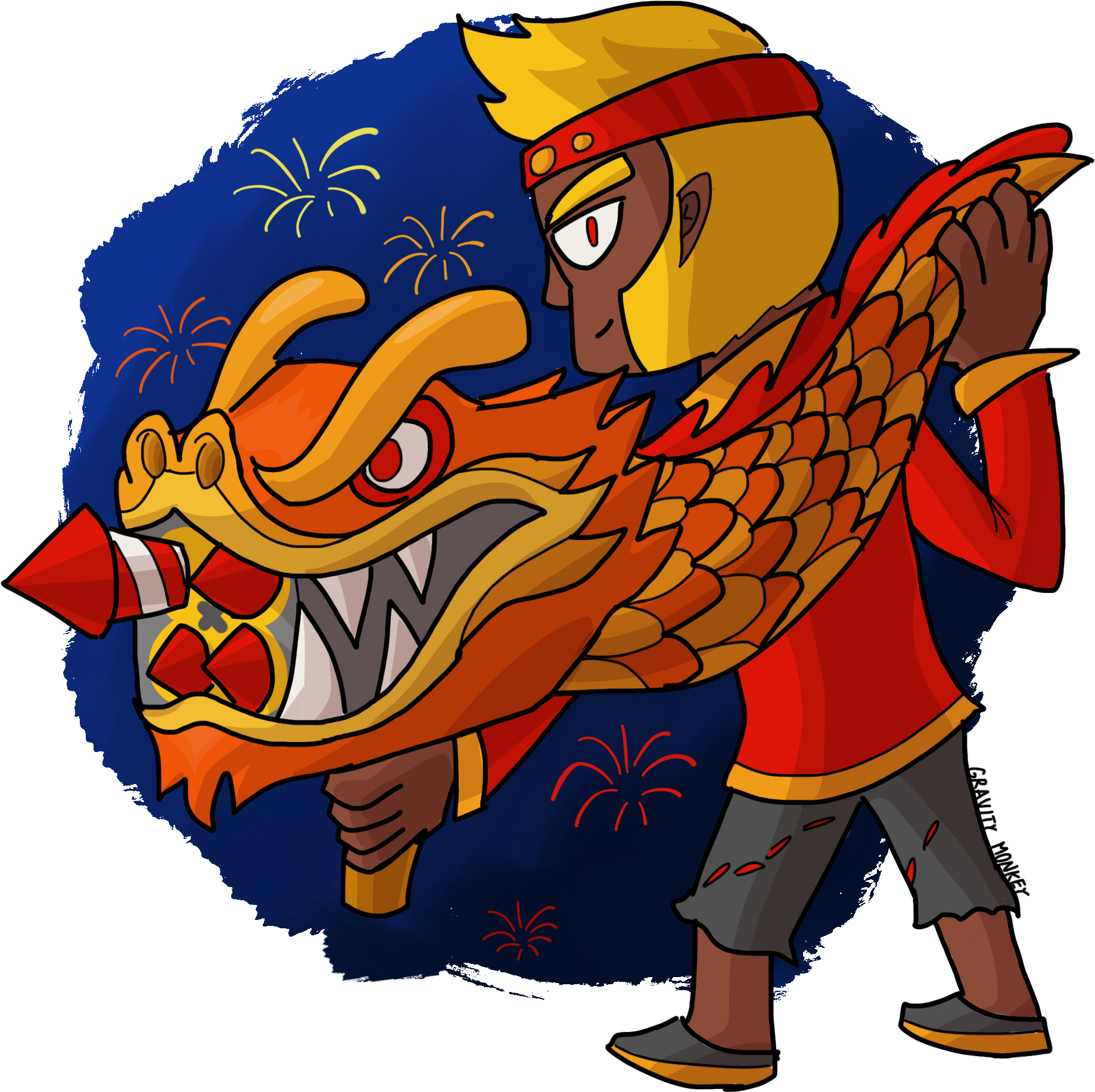 Chinese_ New_ Year_ Dragon_ Dance_ Cartoon PNG