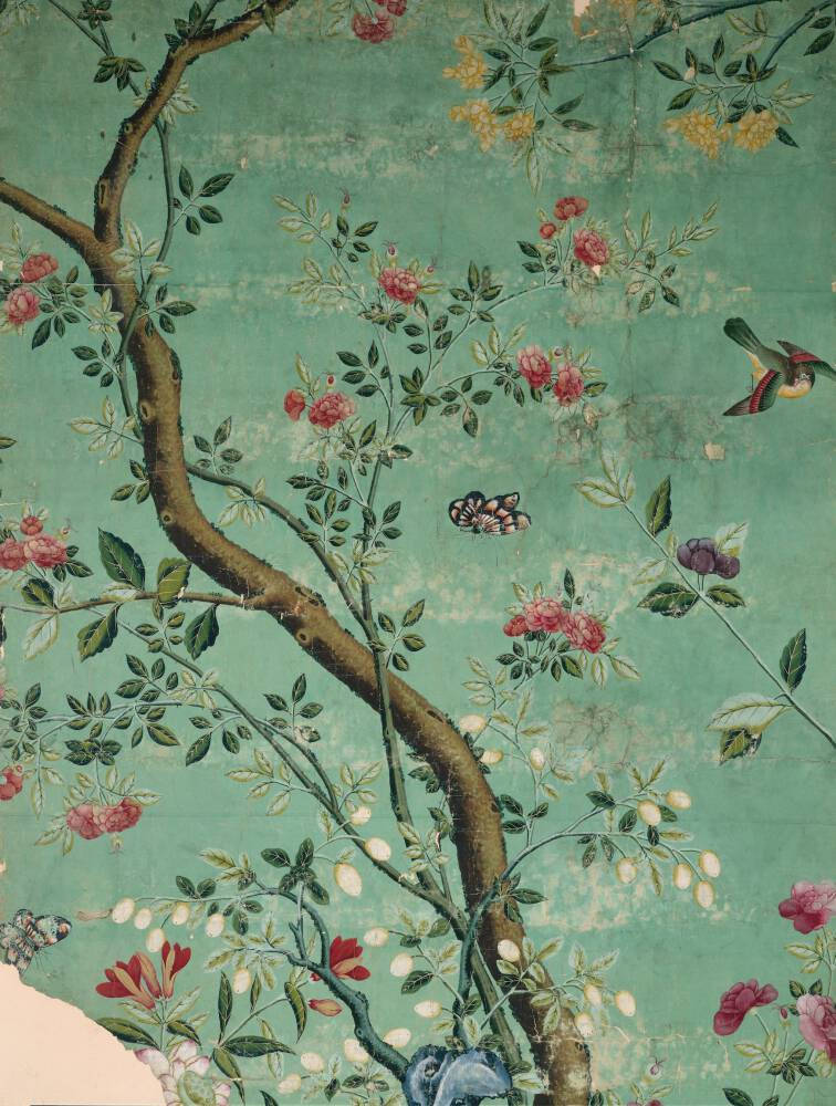 Chinoiseriegren Och Blommor Wallpaper