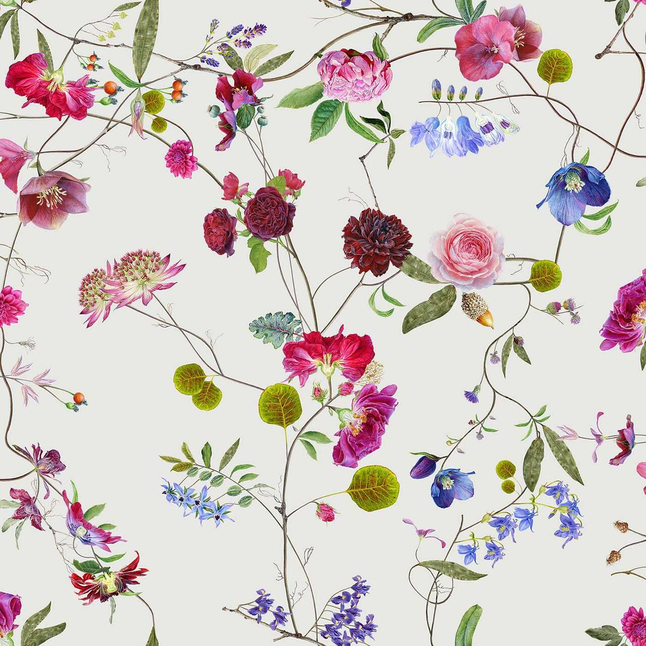 Chinoiserie Colorful Flowers Wallpaper