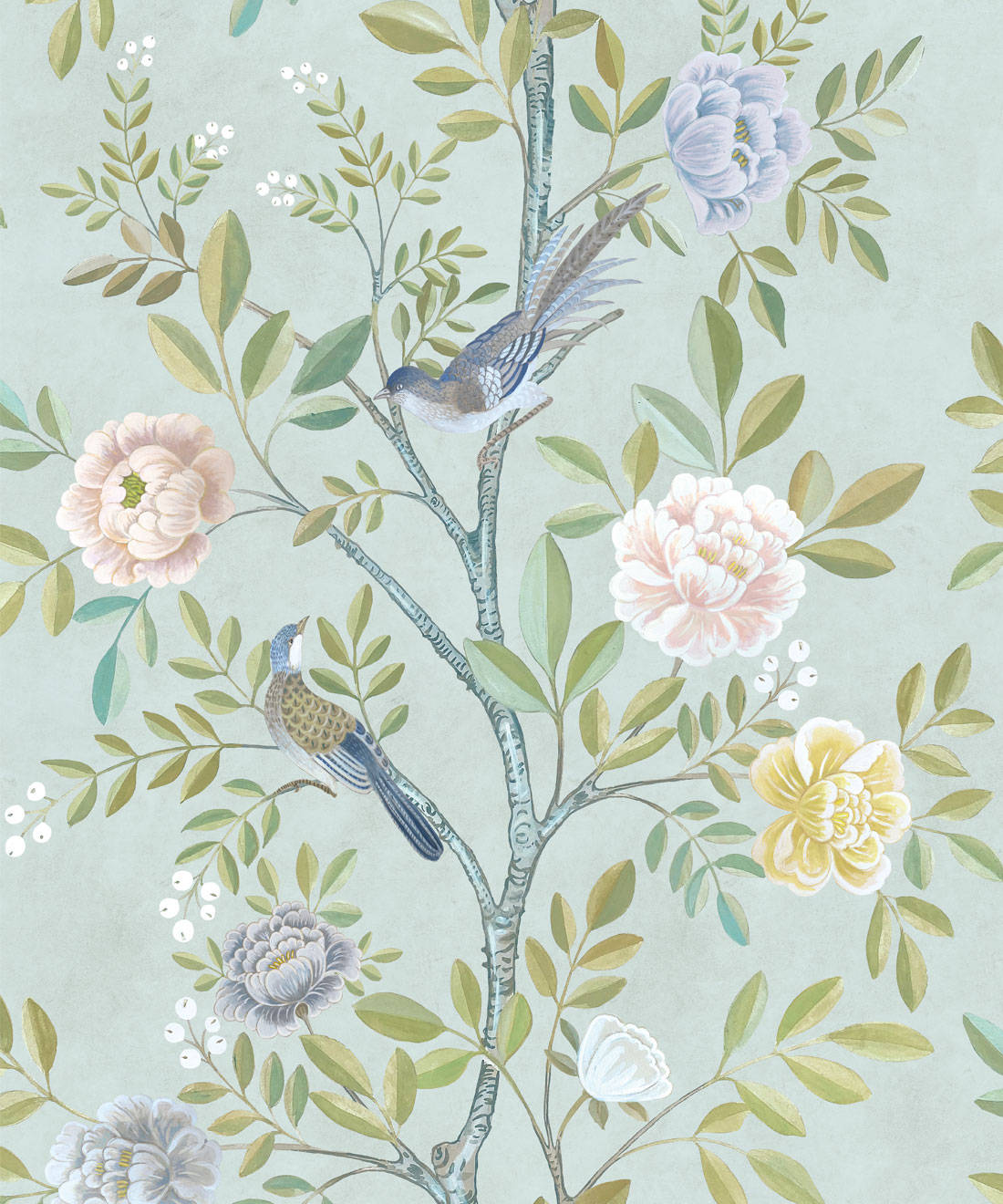 Chinoiserie Flowers On Branch Wallpaper