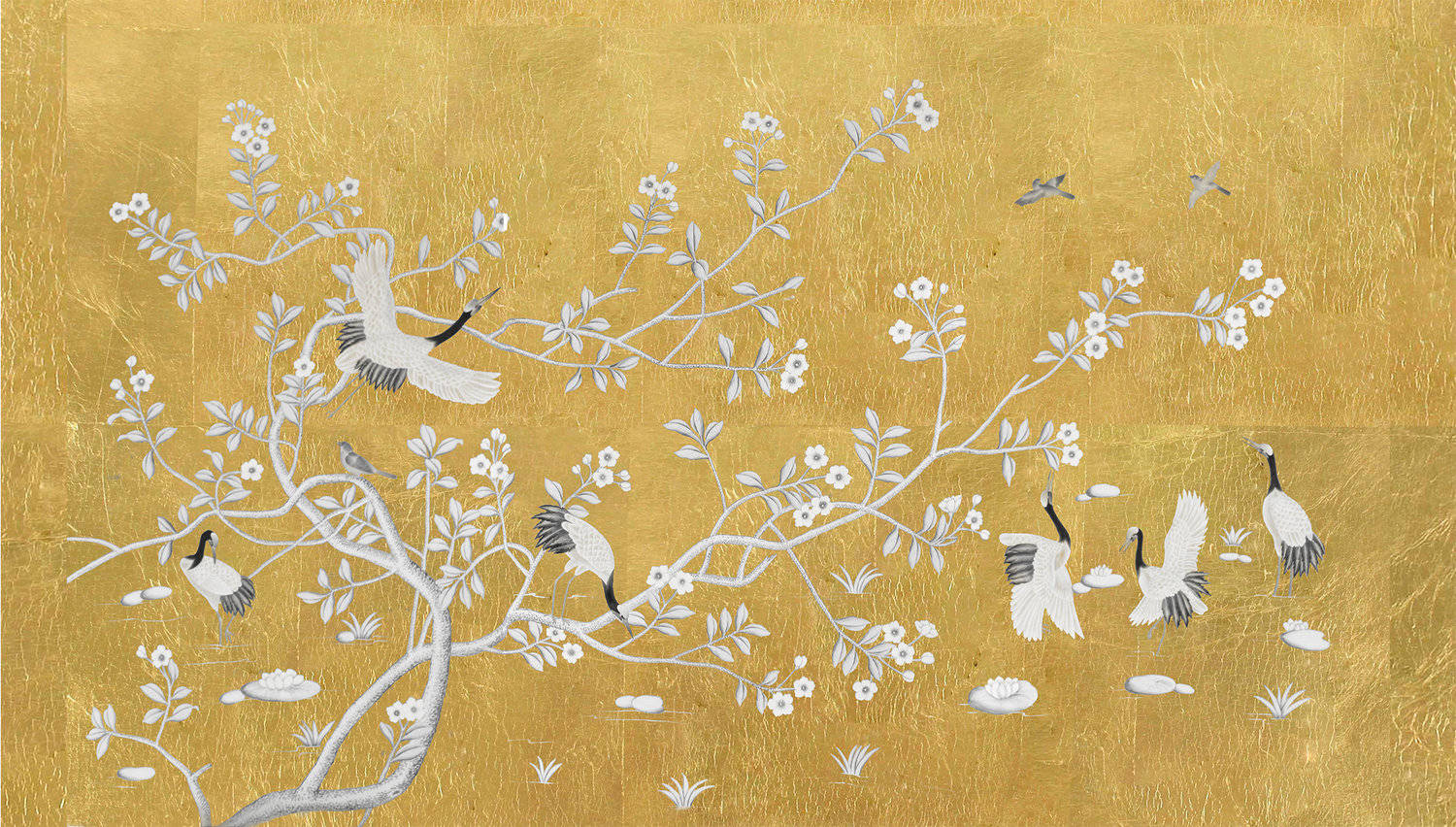 Chinoiserie Gold Background Wallpaper