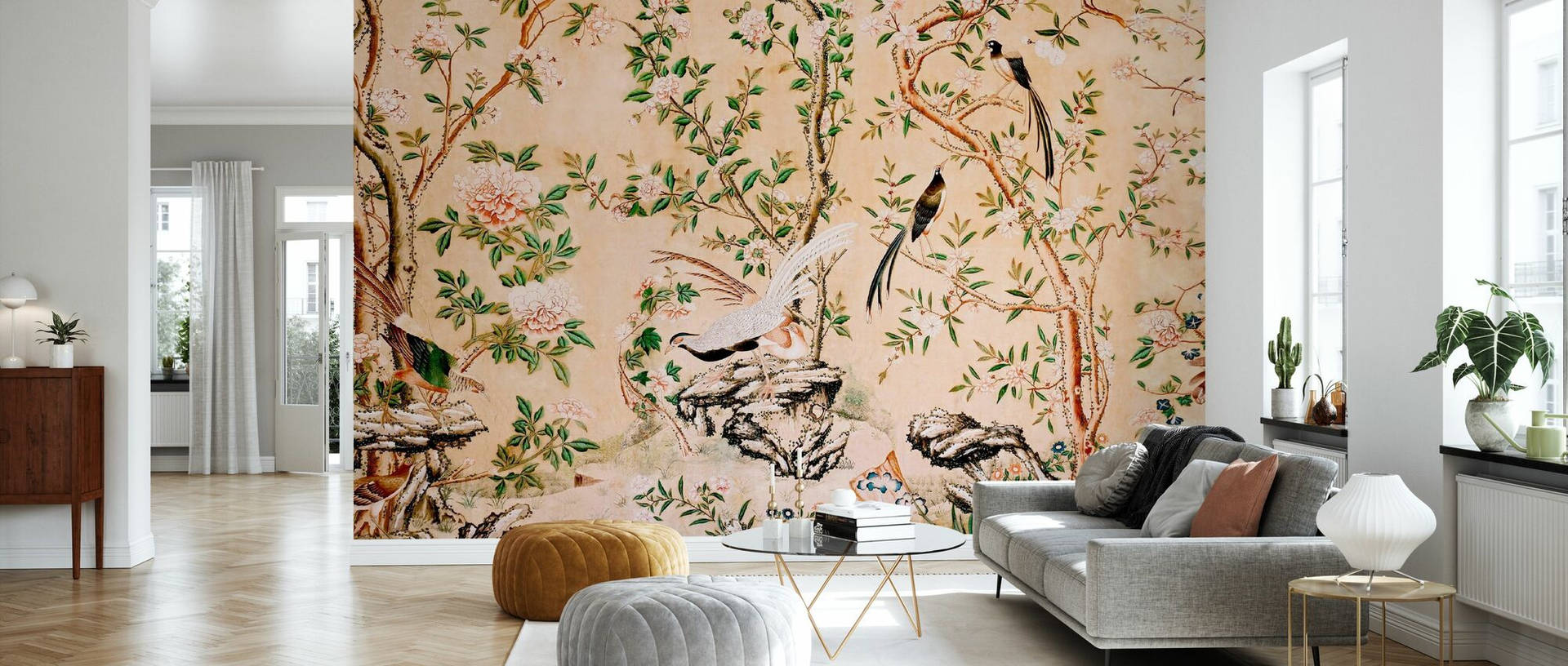 Chinoiserie Living Room Wallpaper