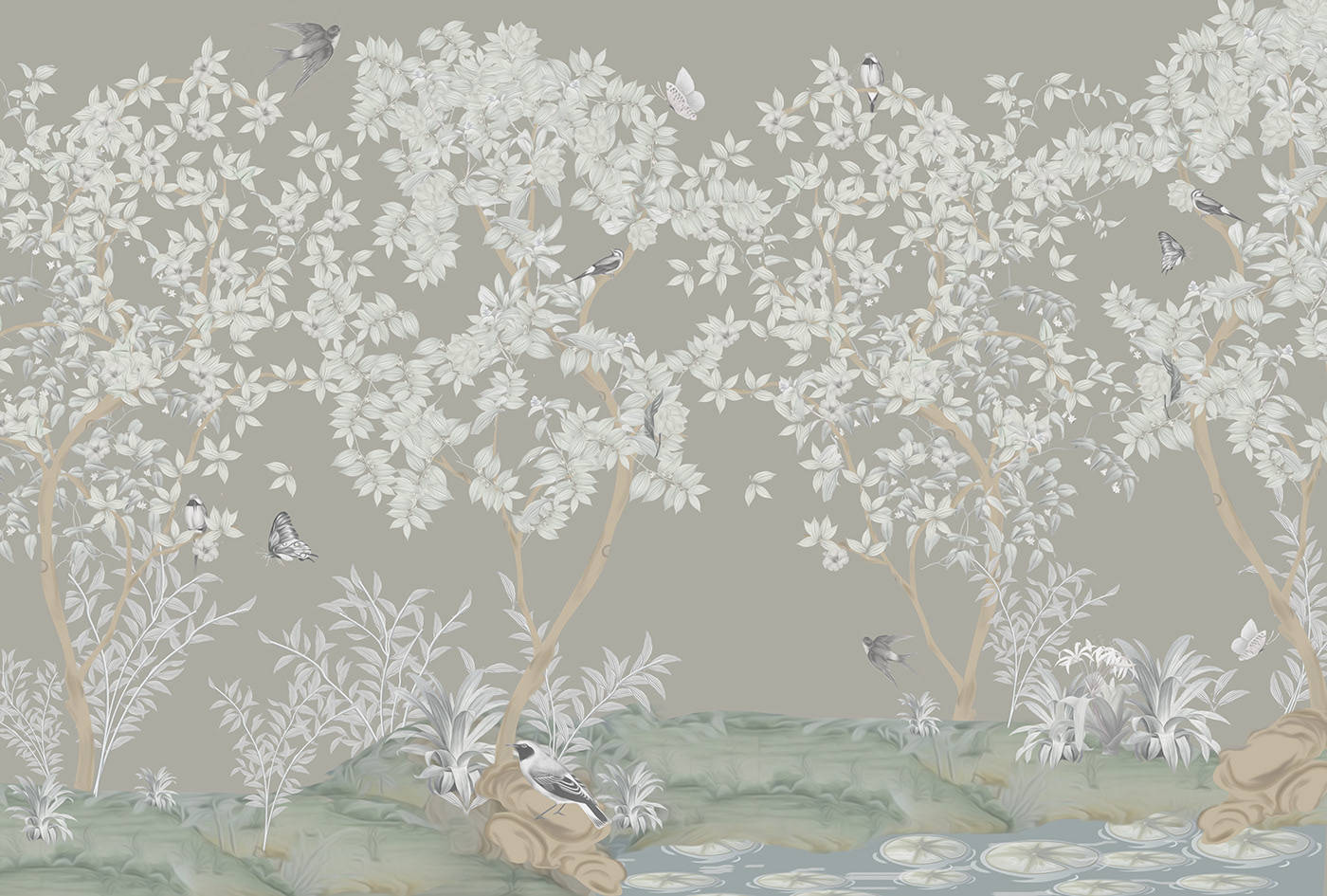 Chinoiserie Svage Farver Wallpaper