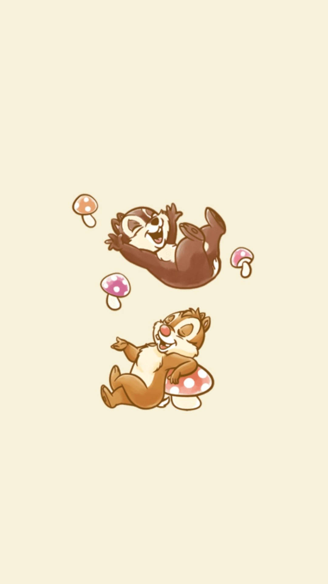 Chip N Dale Playing With Mushrooms Background