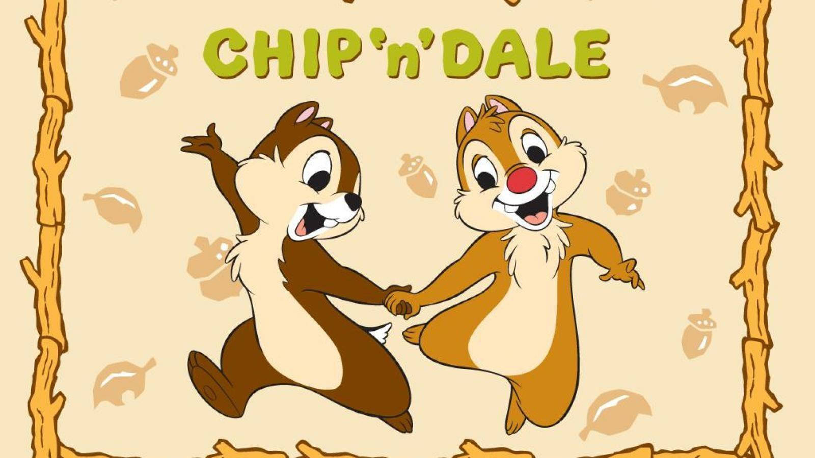 Chip N Dale While Holding Hands Background
