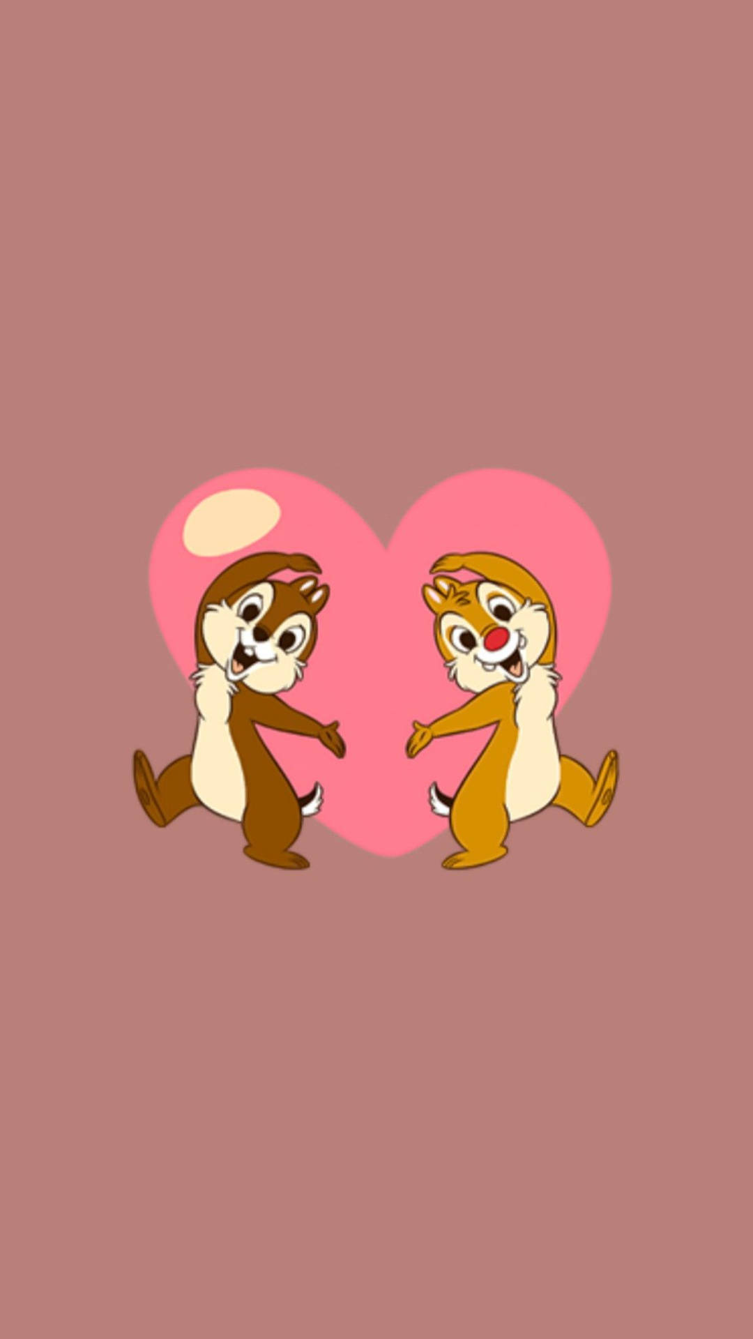Chip N Dale With Pink Heart Background