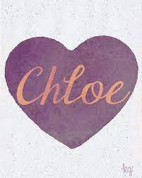 Chloe On Purple Heart Background Wallpaper