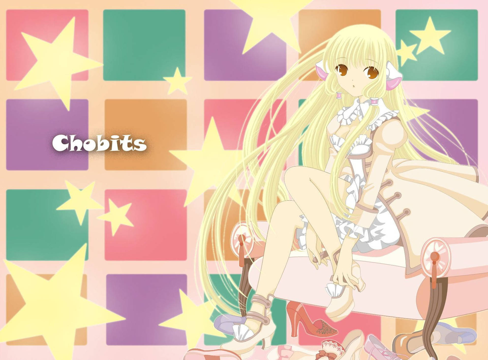 Chobits Chi Colorful Boxes Background Wallpaper