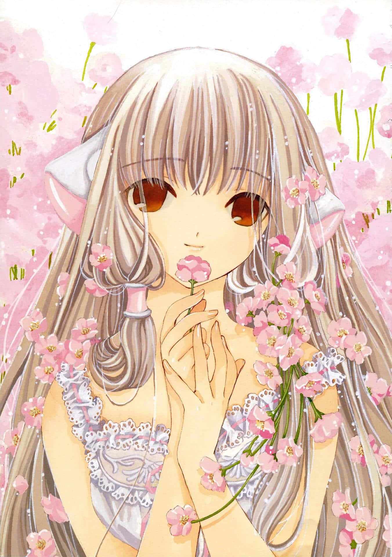 Chobits Freya Kersenbloesems Achtergrond