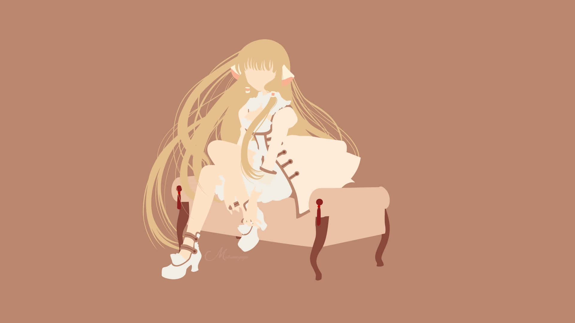 Ilustrasi Freya Dari Chobits Yang Duduk Wallpaper