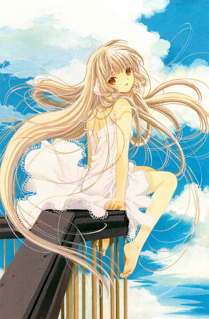 Chobits Freya Duduk Di Balkon Wallpaper