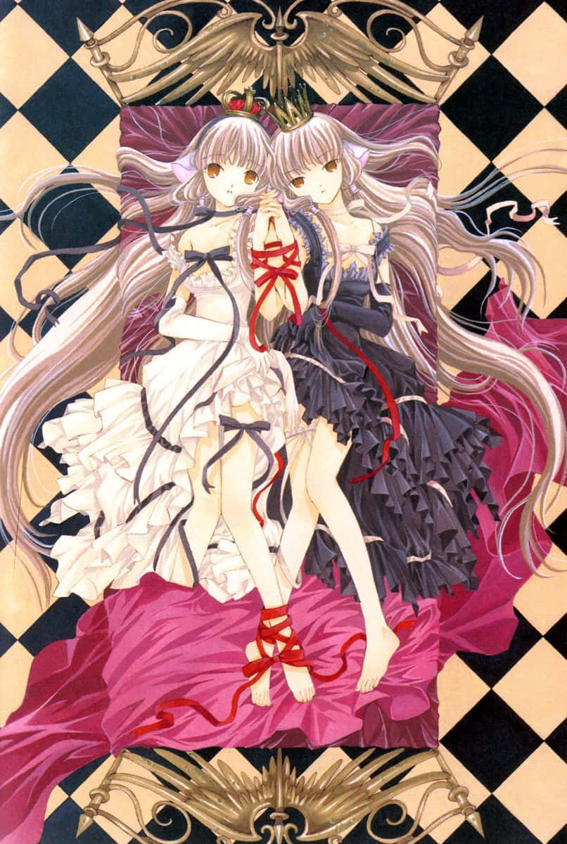 Chobits Freya En Chii Kunstwerk Achtergrond